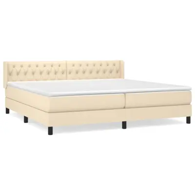 vidaXL Box spring postelja z vzmetnico krem 200x200 cm blago