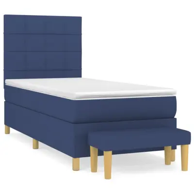 vidaXL Box spring postelja z vzmetnico moder 80x200 cm blago
