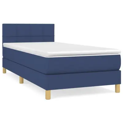 vidaXL Box spring postelja z vzmetnico moder 80x200 cm blago