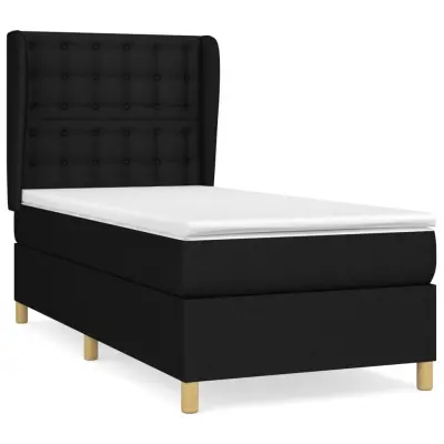 vidaXL Box spring postelja z vzmetnico črna 80x200 cm blago