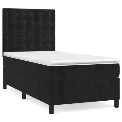 vidaXL Box spring postelja z vzmetnico črna 80x200 cm žamet