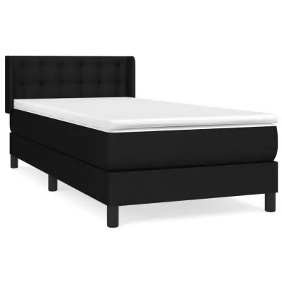 vidaXL Box spring postelja z vzmetnico črna 80x200 cm blago