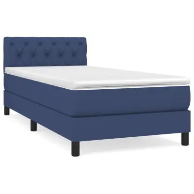 vidaXL Box spring postelja z vzmetnico moder 80x200 cm blago
