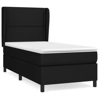 vidaXL Box spring postelja z vzmetnico črna 100x200 cm blago
