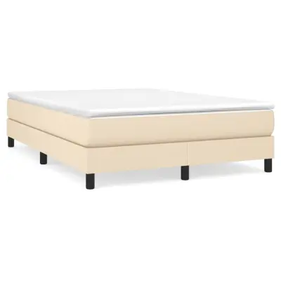 vidaXL Box spring postelja z vzmetnico krem 160x200 cm blago