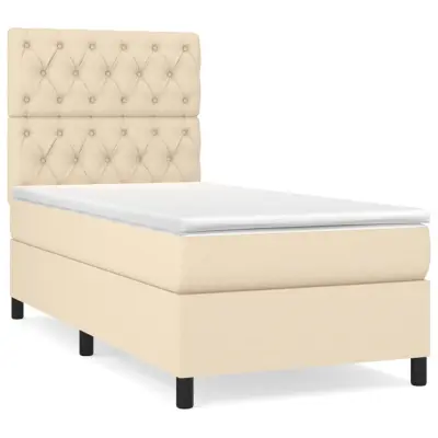 vidaXL Box spring postelja z vzmetnico krem 80x200 cm blago