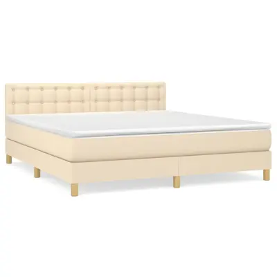 vidaXL Box spring postelja z vzmetnico krem 180x200 cm blago