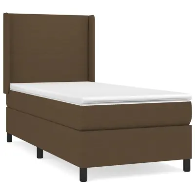 vidaXL Box spring postelja z vzmetnico temno rjava 100x200 cm blago