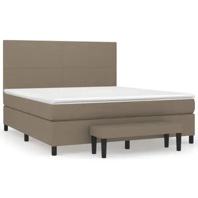 vidaXL Box spring postelja z vzmetnico taupe 160x200 cm blago