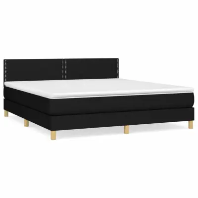 vidaXL Box spring postelja z vzmetnico črna 160x200 cm blago