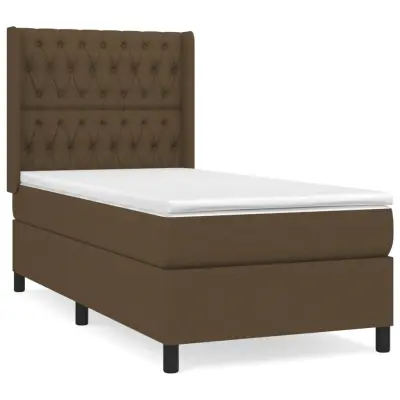 vidaXL Box spring postelja z vzmetnico temno rjava 100x200 cm blago