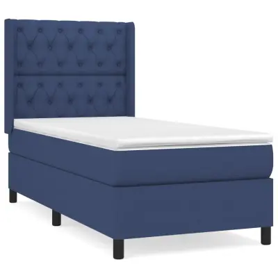 vidaXL Box spring postelja z vzmetnico moder 80x200 cm blago