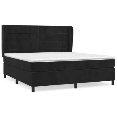 vidaXL Box spring postelja z vzmetnico črna 160x200 cm žamet