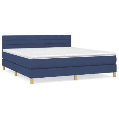 vidaXL Box spring postelja z vzmetnico modra 160x200 cm blago