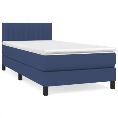 vidaXL Box spring postelja z vzmetnico moder 80x200 cm blago