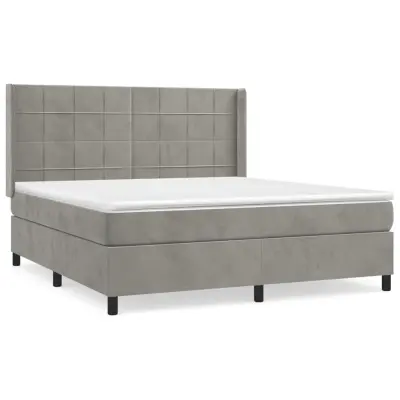 vidaXL Box spring postelja z vzmetnico svetlo siva 160x200 cm žamet