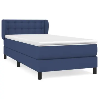 vidaXL Box spring postelja z vzmetnico modra 80x200 cm blago