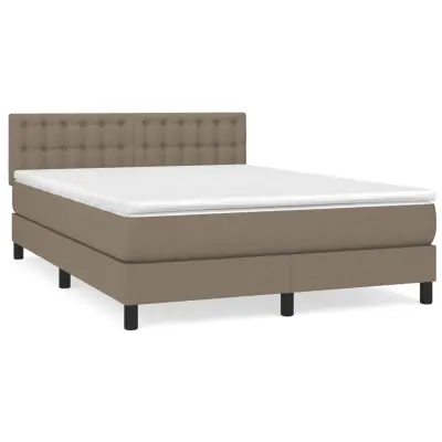 vidaXL Box spring postelja z vzmetnico taupe 140x190 cm blago