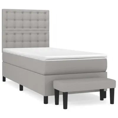 vidaXL Box spring postelja z vzmetnico svetlo siva 80x200 cm blago