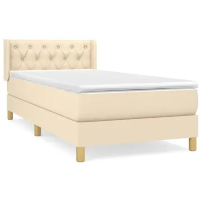 vidaXL Box spring postelja z vzmetnico krem 80x200 cm blago