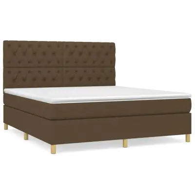 vidaXL Box spring postelja z vzmetnico temno rjava 160x200 cm blago