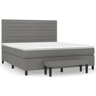 vidaXL Box spring postelja z vzmetnico temno siva 180x200 cm blago