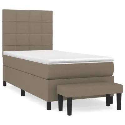 vidaXL Box spring postelja z vzmetnico taupe 90x200 cm blago