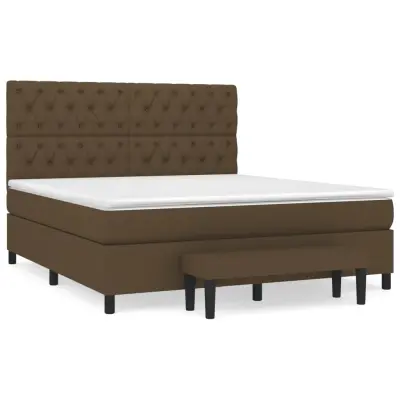 vidaXL Box spring postelja z vzmetnico temno rjava 160x200 cm blago