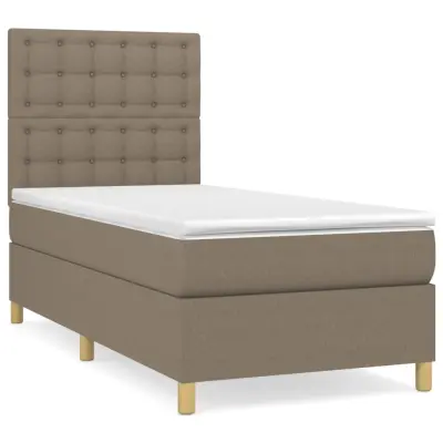 vidaXL Box spring postelja z vzmetnico taupe 100x200 cm blago