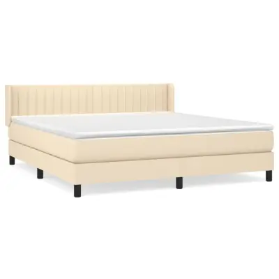 vidaXL Box spring postelja z vzmetnico krem 160x200 cm blago