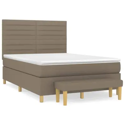 vidaXL Box spring postelja z vzmetnico taupe 140x200 cm blago