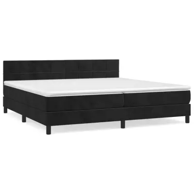 vidaXL Box spring postelja z vzmetnico črna 200x200 cm žamet