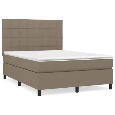 vidaXL Box spring postelja z vzmetnico taupe 140x190 cm blago