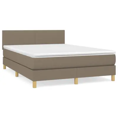 vidaXL Box spring postelja z vzmetnico taupe 140x200 cm blago