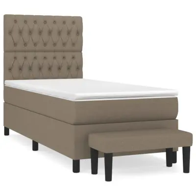 vidaXL Box spring postelja z vzmetnico taupe 100x200 cm blago