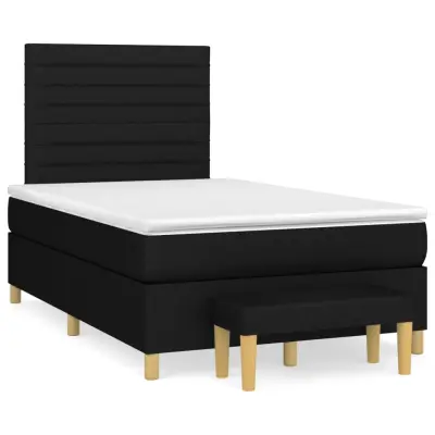 vidaXL Box spring postelja z vzmetnico črn 120x200 cm blago
