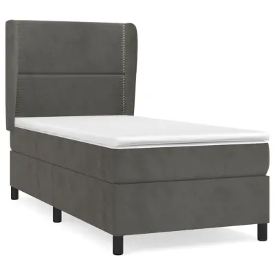 vidaXL Box spring postelja z vzmetnico temno siva 80x200 cm žamet