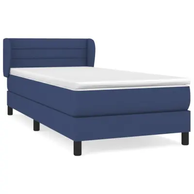 vidaXL Box spring postelja z vzmetnico modra 100x200 cm blago