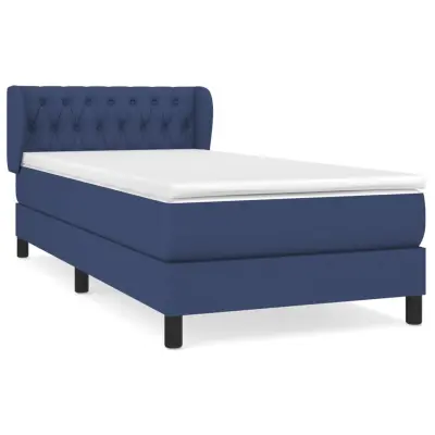 vidaXL Box spring postelja z vzmetnico modra 90x190 cm blago