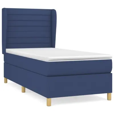 vidaXL Box spring postelja z vzmetnico modra 90x190 cm blago