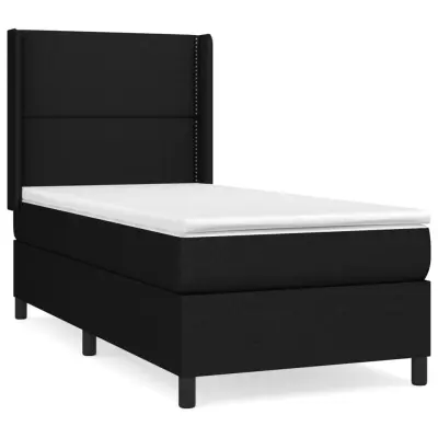 vidaXL Box spring postelja z vzmetnico črna 90x200 cm blago