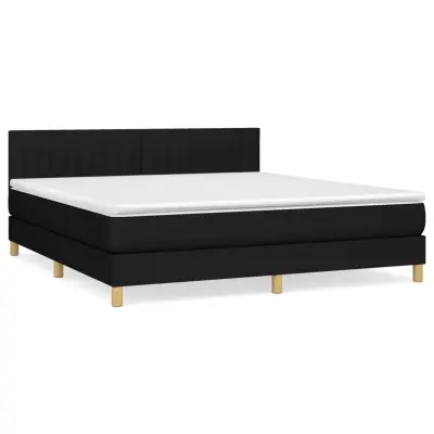 vidaXL Box spring postelja z vzmetnico črna 160x200 cm blago