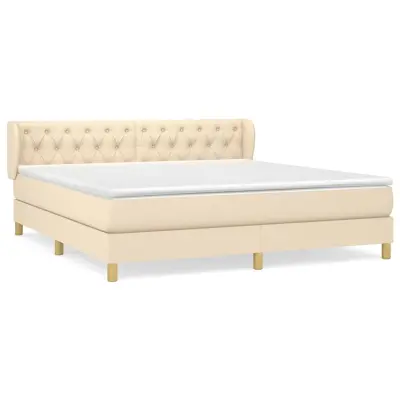 vidaXL Box spring postelja z vzmetnico krem 160x200 cm blago