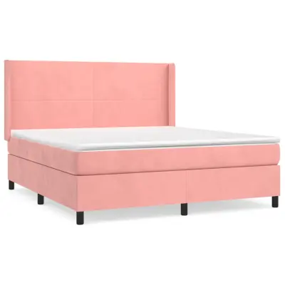vidaXL Box spring postelja z vzmetnico roza 180x200 cm žamet