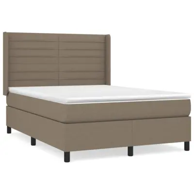 vidaXL Box spring postelja z vzmetnico taupe 140x190 cm blago