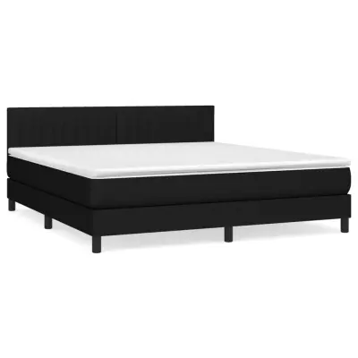vidaXL Box spring postelja z vzmetnico črna 160x200 cm blago
