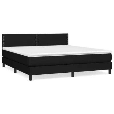 vidaXL Box spring postelja z vzmetnico črna 180x200 cm blago