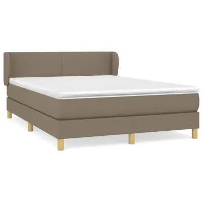 vidaXL Box spring postelja z vzmetnico taupe 140x190 cm blago