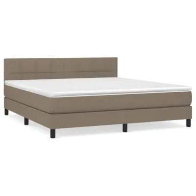 vidaXL Box spring postelja z vzmetnico taupe 160x200 cm blago