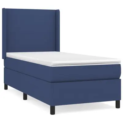 vidaXL Box spring postelja z vzmetnico moder 90x200 cm blago